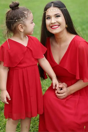 Melek Anne Kız Elbise Kırmızı
