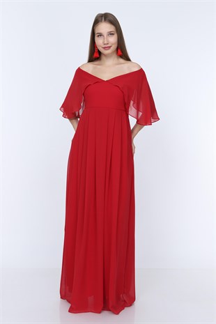 Melek Kol Elbise-Kırmızı